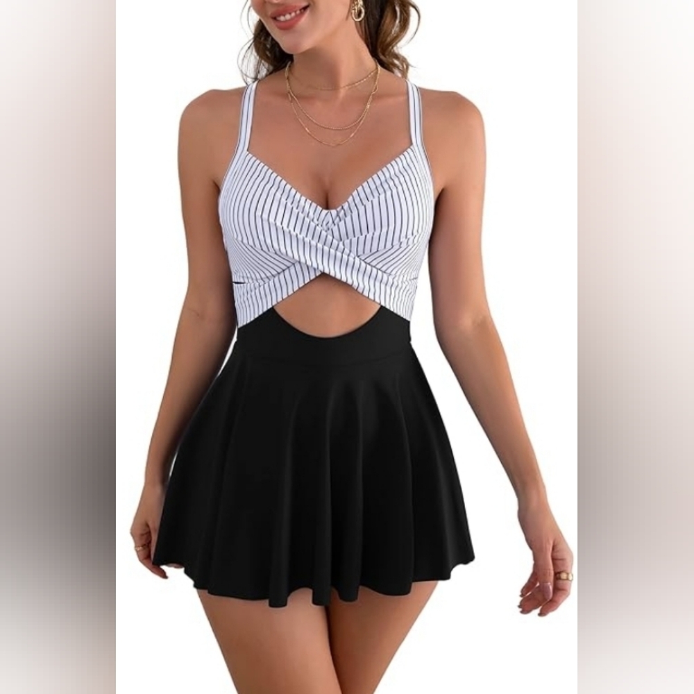 B2prity Women Cutout One Piece Skirt Swimsuit